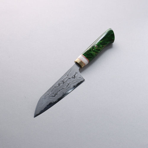 Daisuke Nishida Acero Blanco No.1 Damasco Santoku pequeno 150mm Mango de Acrílico marmol verde - Japanny-SP