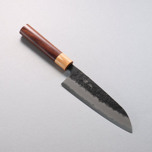 Seisuke Super Azul Nashiji Negro Santoku 170mm Mango de Palosanto (virola: madera de pakka blanco) - Japanny-SP