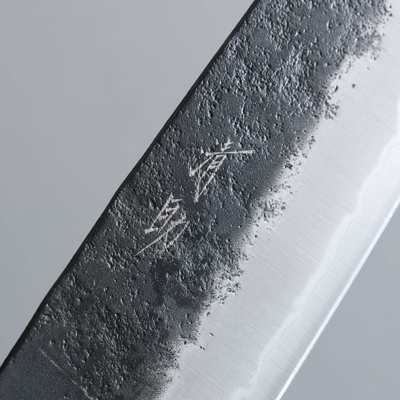 Seisuke Super Azul Nashiji Negro Santoku 170mm Mango de Palosanto (virola: madera de pakka blanco) - Japanny-SP