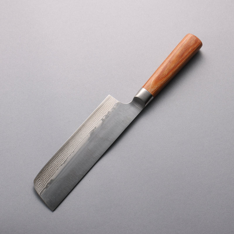 Kamo Hamono VG10 Damasco Nakiri 165mm Mango de Madera de Pakka Cafe - Japanny-SP