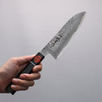 Shigeki Tanaka Habakiri SG2 Damasco Santoku 165mm Mango de Madera de ebano - Japanny-SP