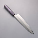 Seisuke Acero Blanco No.1 Terminado Migaki Pulido Gyuto 240mm Mango de Roble con Lacado morado - Japanny-SP