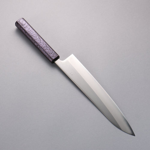 Seisuke Acero Blanco No.1 Terminado Migaki Pulido Gyuto 240mm Mango de Roble con Lacado morado - Japanny-SP