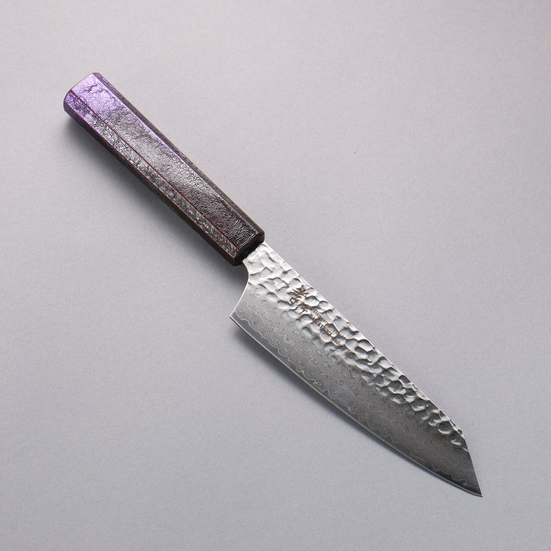 Sakai Takayuki Rinnou VG10 de 33 Capas Damasco Kengata Santoku Cuchillo Japones 160mm Mango de Mango Lacado Purpura - Japanny-SP