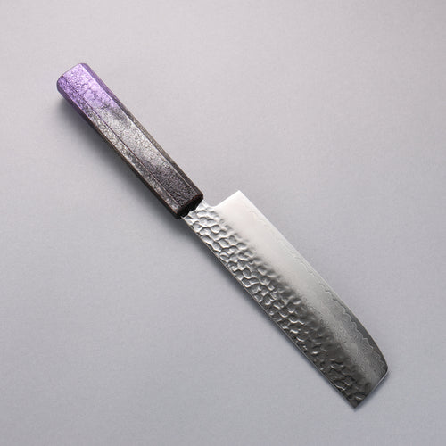 Sakai Takayuki Rinnou VG10 de 33 Capas Damasco Nakiri Cuchillo Japones 160mm Mango de Mango Lacado Purpura - Japanny-SP