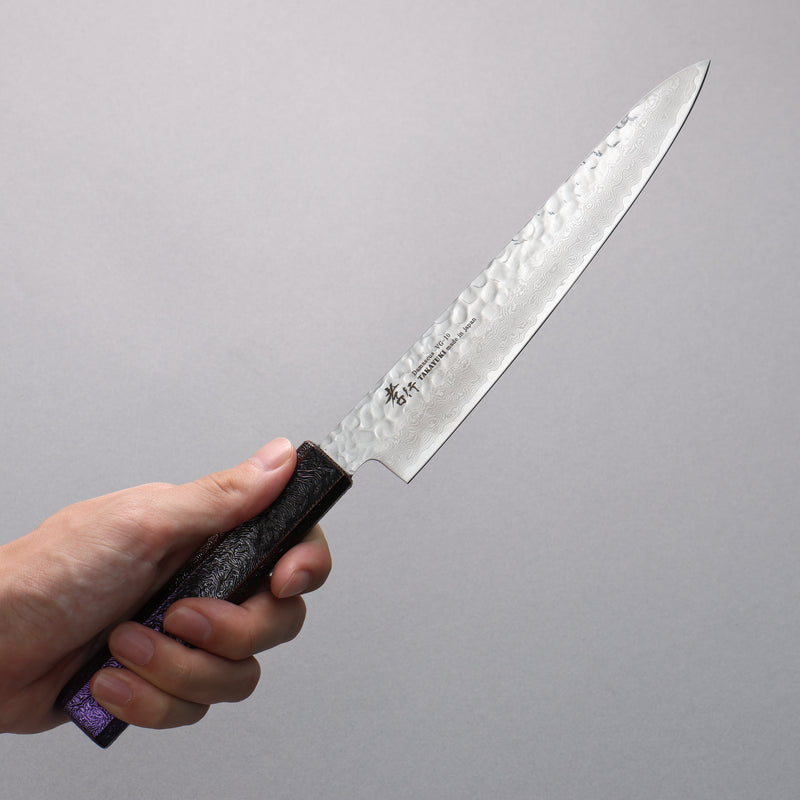 Sakai Takayuki Rinnou VG10 de 33 Capas Damasco Petty-Utilitario Cuchillo Japones 180mm Mango de Mango Lacado Purpura - Japanny-SP