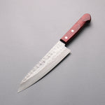 Nao Yamamoto Acero de Plata No.3 Nashiji Martillado (cuadrado) Gyuto 180mm Mango de Madera de pakka roja - Japanny-SP