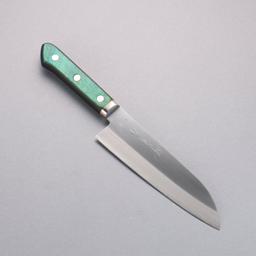 Sakai Kikumori Acero Azul No.1 Santoku Cuchillo Japones 165mm Mango de Madera de pakka verde - Japanny-SP