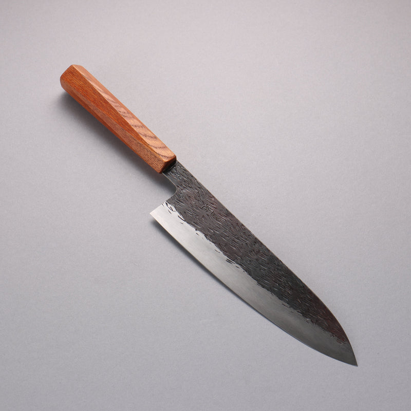 Isamitsu Abe Acero Blanco No.1 Martillado Gyuto 210mm Mango de Roble (pentágono) - Japanny-SP