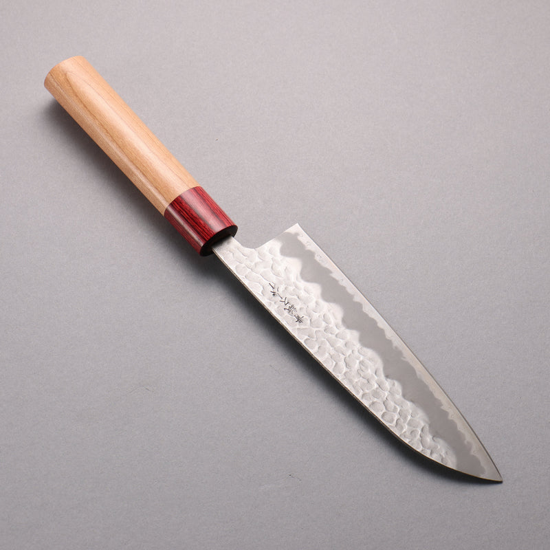 Seisuke Super Azul Martillado Santoku 170mm Mango de Cerezo Americano - Japanny-SP