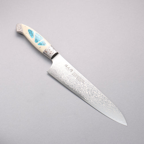 Kajin ZDP189 Damasco Terminado Migaki Gyuto 210mm Mango de Corian Incrustación turquesa - Japanny-SP