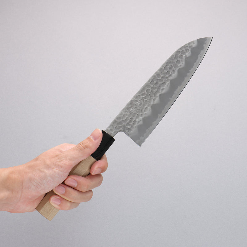 Oul Super Azul Martillado Santoku 165mm Mango de Magnolia - Japanny-SP