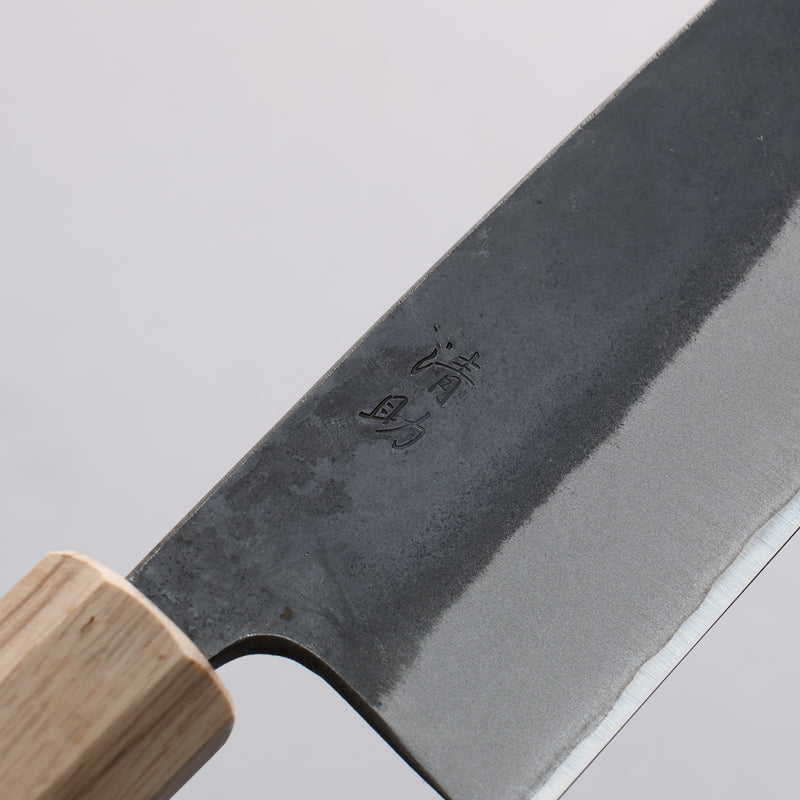 Seisuke Acero Azul No.2 Terminado Negro Santoku 170mm Mango de madera de corazón púrpura (virola: Roble） - Japanny-SP