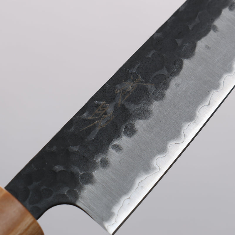 Seisuke Shitan Super Azul Martillado Kurouchi Petty-Utilitario 135mm Mango de Shitan - Japanny-SP