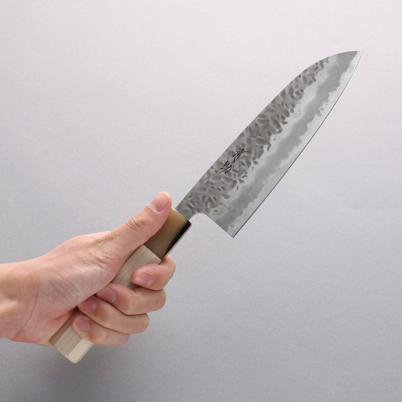 Seisuke Kumo Acero Blanco No.1 Martillado Santoku 165mm Mango de Magnolia - Japanny-SP