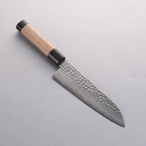 Seisuke Acero de Plata No.3 Martillado Santoku 180mm Mango de Nogal(doble anillo de pakka negro) - Japanny-SP