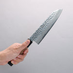 Seisuke Acero de Plata No.3 Martillado Santoku 180mm Mango de Nogal(doble anillo de pakka negro) - Japanny-SP