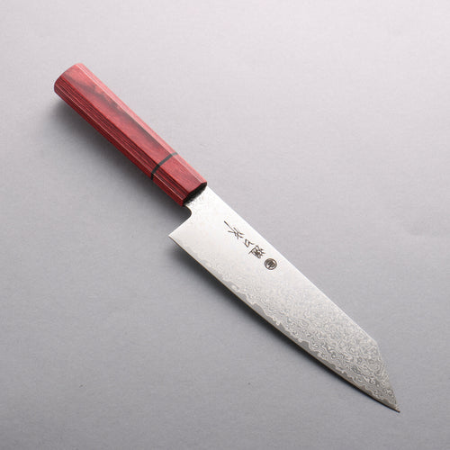 Higuchi SG2 Damasco Kiritsuke Santoku 180mm Mango de Madera de pakka roja - Japanny-SP