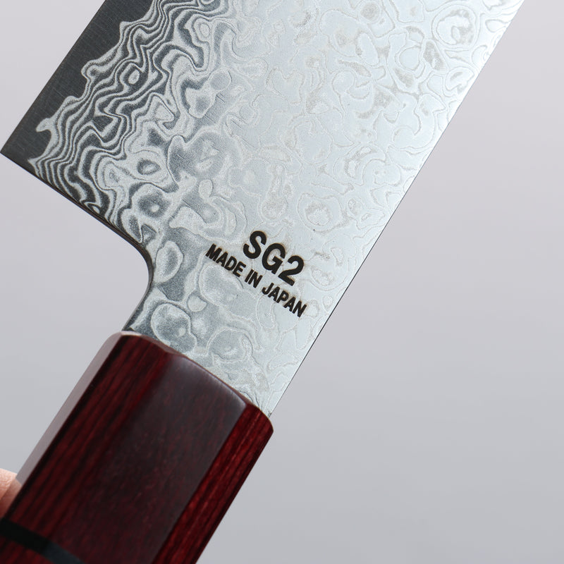 Higuchi SG2 Damasco Kiritsuke Santoku 180mm Mango de Madera de pakka roja - Japanny-SP