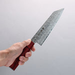 Higuchi SG2 Damasco Kiritsuke Santoku 180mm Mango de Madera de pakka roja - Japanny-SP