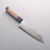 Seisuke Acero de Plata No.3 Damasco Martilleado Bunka 180mm Mango de Nogal(doble anillo de pakka azul) - Japanny-SP