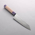 Seisuke Acero de Plata No.3 Damasco Martilleado Bunka 180mm Mango de Nogal(doble anillo de pakka azul) - Japanny-SP