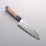 Seisuke Acero de Plata No.3 Damasco Martilleado Bunka 170mm Mango de Nogal(doble anillo de pakka azul) - Japanny-SP