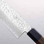 Seisuke Acero de Plata No.3 Damasco Martilleado Bunka 170mm Mango de Nogal(doble anillo de pakka azul) - Japanny-SP