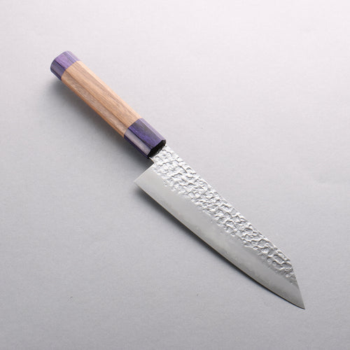 Seisuke Acero de Plata No.3 Martillado Bunka 180mm Mango de Nogal(doble anillo de pakka azul) - Japanny-SP