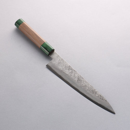 Seisuke Super Azul Martillado Gyuto 210mm Mango de Nogal(doble anillo de pakka verde) - Japanny-SP