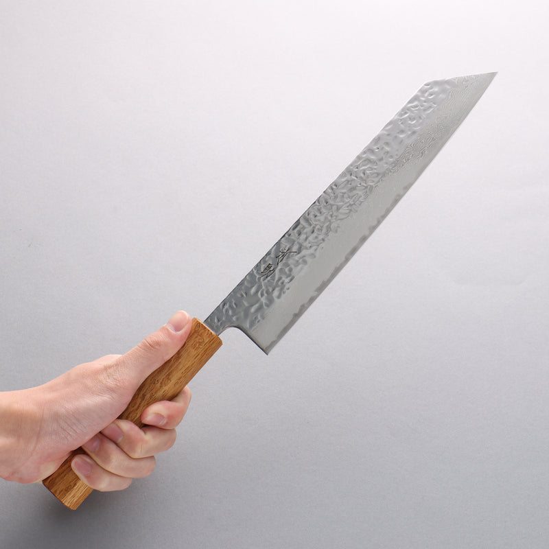 Seisuke Tsukikage AUS10 Terminado Migaki Damasco Martilleado Kiritsuke 240mm Mango de Roble - Japanny-SP