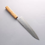 Seisuke Tsukikage AUS10 Terminado Migaki Damasco Martilleado Gyuto 240mm Mango de Roble - Japanny-SP