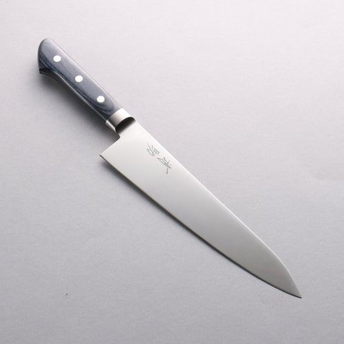 Seisuke Seiten Molibdeno Gyuto 210mm Mango de azul marino de pakka negra - Japanny-SP