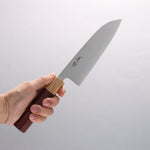 Seisuke Acero Inoxidable 440C Santoku 165mm Mango de madera de corazón púrpura (virola: Roble） - Japanny-SP