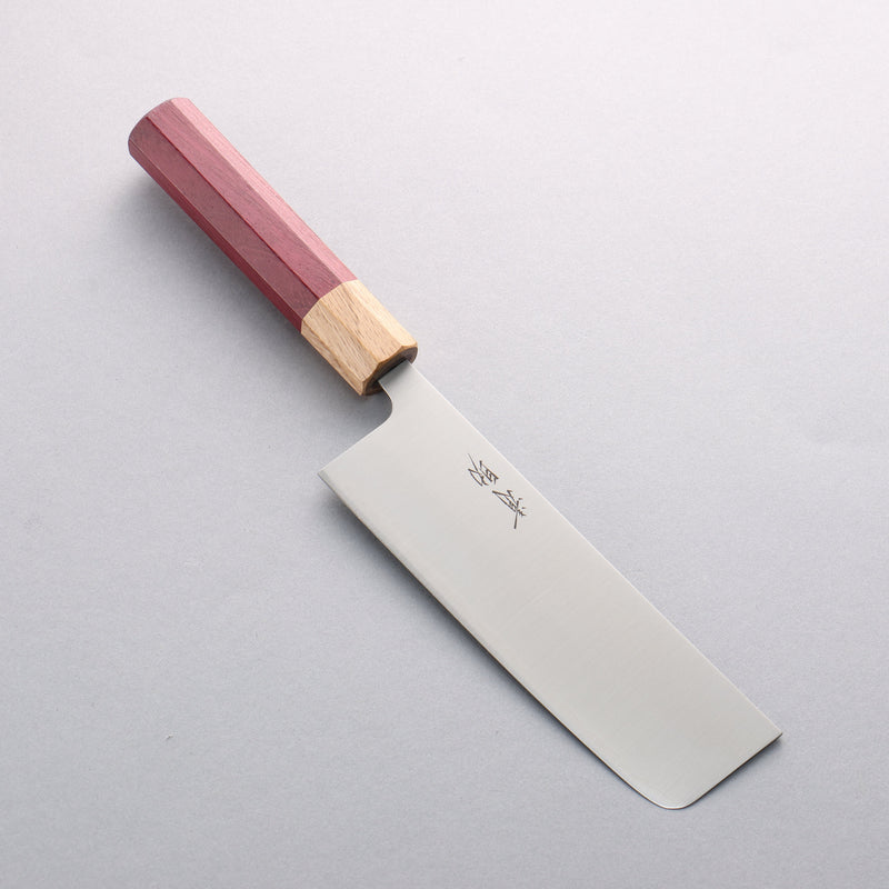 Seisuke Acero Inoxidable 440C Nakiri 165mm Mango de madera de corazón púrpura (virola: Roble） - Japanny-SP