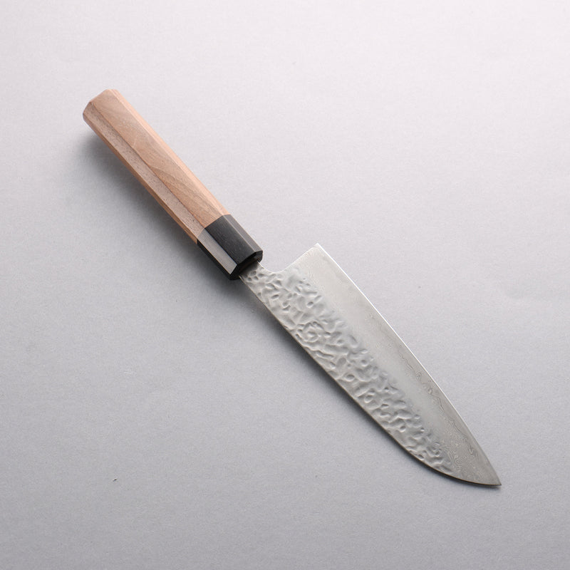 Seisuke AUS10 Damasco Martilleado Santoku 165mm Mango de Nogal - Japanny-SP