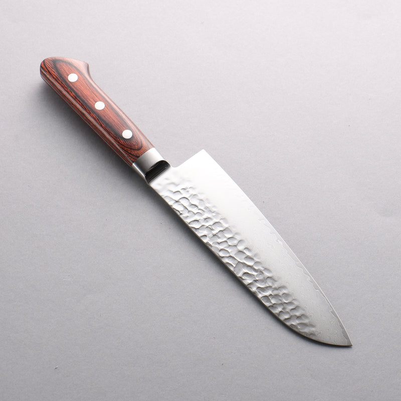 Seisuke VG10 de 33 Capas Damasco Martilleado Santoku 170mm Mango de Caoba - Japanny-SP