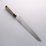 Sakai Takayuki Byakko Acero Blanco No.1 Kiritsuke Yanagiba 300mm Mango de Madera estabilizada (anillo blanco) con Funda - Japanny-SP