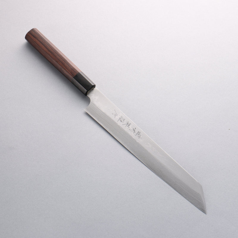 Hideo Kitaoka Acero Blanco No.2 Damasco Kiritsuke Yanagiba 240mm Mango de Shitan - Japanny-SP