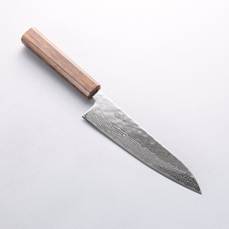 Seisuke Acero Inoxidable 440C Damasco Martilleado Terminado Migaki Gyuto 180mm Mango de Roble - Japanny-SP