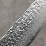 Seisuke Acero de Plata No.3 Damasco Martilleado Santoku 180mm Mango de Nogal(doble anillo de pakka negro) - Japanny-SP