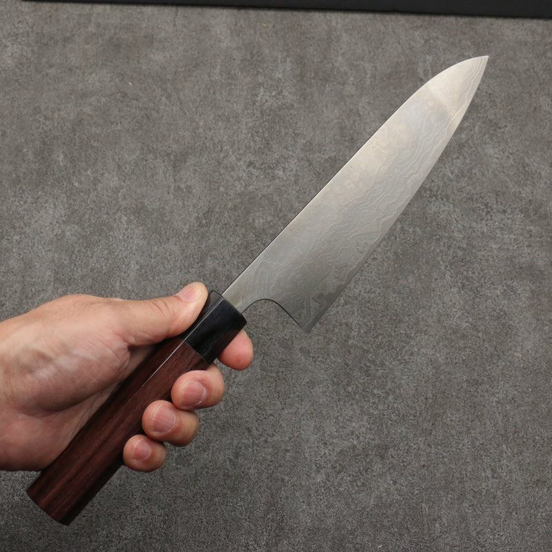 Nao Yamamoto SG2 Damasco Terminado Migaki Gyuto 180mm Mango de Palosanto (virola: madera de pakka negro) - Japanny-SP