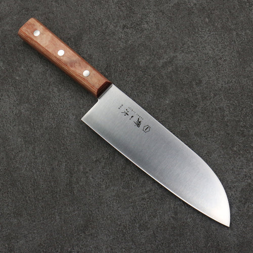 Sakai Ichiji 808 Perfil en forma de concha Santoku 180mm Mango de Madera de pakka Marrón claro - Japanny-SP