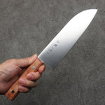 Sakai Ichiji 808 Perfil en forma de concha Santoku 180mm Mango de Madera de pakka Marrón claro - Japanny-SP