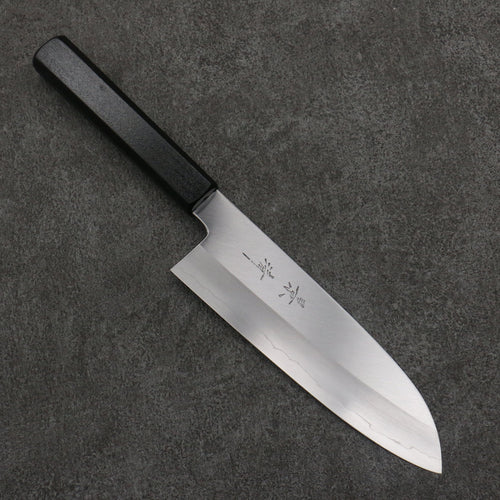 Kagekiyo Acero de Plata No.3 Santoku 180mm Mango de Lacado Negro (Magnolia) - Japanny-SP