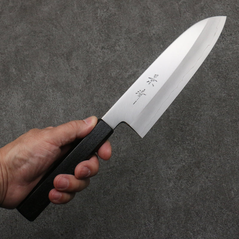 Kagekiyo Acero de Plata No.3 Santoku 180mm Mango de Lacado Negro (Magnolia) - Japanny-SP