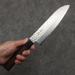 Oul AUS10 Damasco Martilleado Santoku 180mm Mango de Palisandro - Japanny-SP