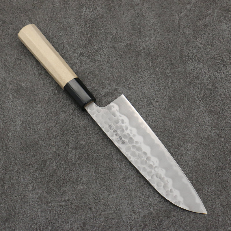 Oul Acero Blanco No.2 Martillado Santoku 165mm Mango de Magnolia - Japanny-SP