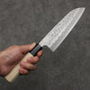 Oul Acero Blanco No.2 Martillado Santoku 165mm Mango de Magnolia - Japanny-SP