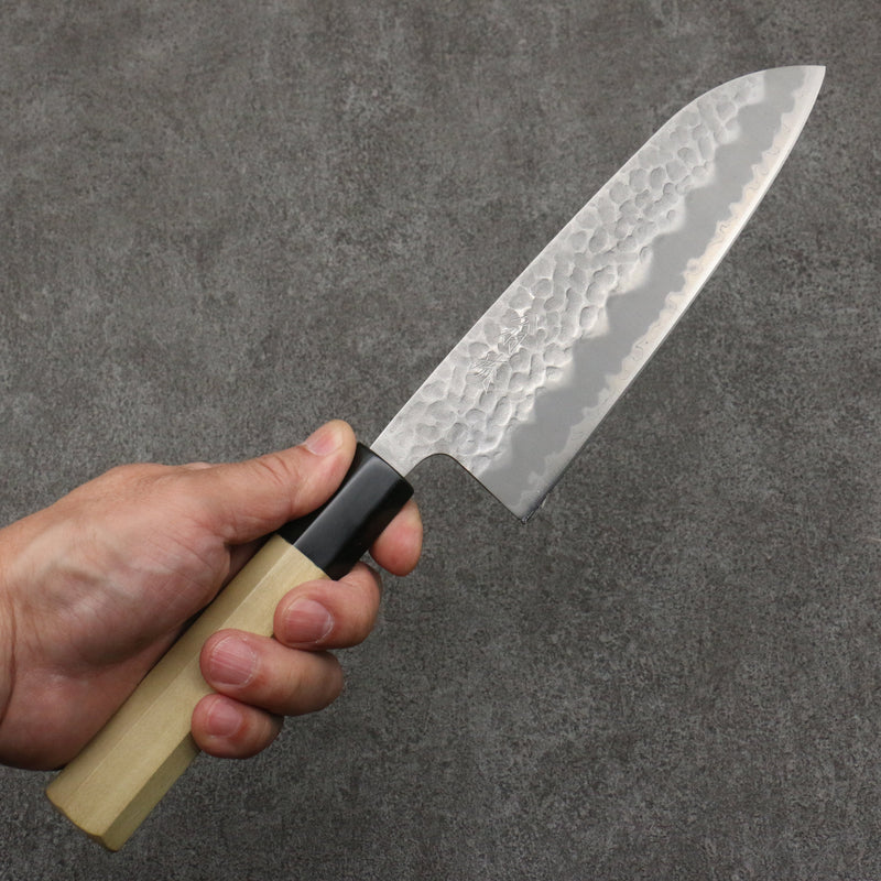 Oul Super Azul Martillado Santoku 165mm Mango de Magnolia - Japanny-SP